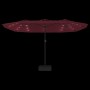 Ombrellone a Doppia Testa con LED Rosso Bordeaux 449x245 cm