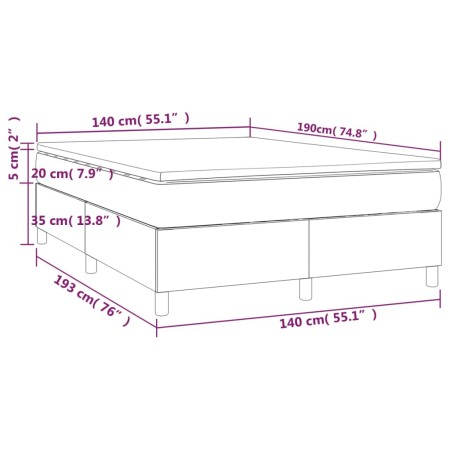 Giroletto a Molle con Materasso Tortora 140x190 cm in Tessuto