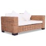 Set Divani 2 pz con Cuscini in Rattan Naturale