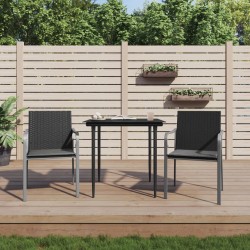 Sedie da Giardino con Cuscini 2pz Neri 56x59x84cm in Polyrattan