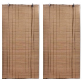 Tende a Rullo in Bambù 2pz 150x220 cm Marroni