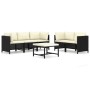 Set Divani da Giardino 6 pz con Cuscini in Polyrattan Nero