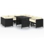 Set Divani da Giardino 9 pz con Cuscini in Polyrattan Nero