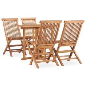 Set da Pranzo da Giardino 5 pz Pieghevole in Massello di Teak