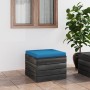 Pouf da Giardino su Pallet con Cuscino in Legno di Pino