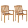 Sedie da Giardino 2 pz con Cuscini Rosso Vino in Teak Massello