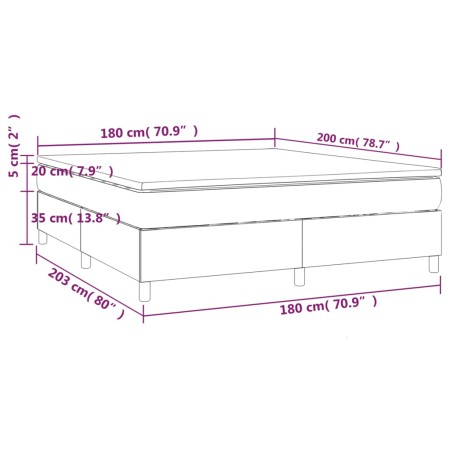 Giroletto a Molle con Materasso Marrone Scuro 180x200cm Tessuto