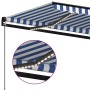 Tenda da Sole Retrattile Manuale con LED 450x350 cm Blu Bianca