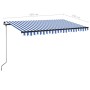 Tenda da Sole Retrattile Manuale con LED 450x350 cm Blu Bianca