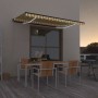 Tenda da Sole Retrattile Manuale LED 450x350 cm Giallo Bianco