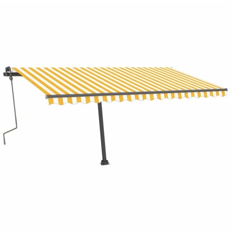 Tenda Retrattile Manuale con Palo 400x300 cm Giallo/Bianco