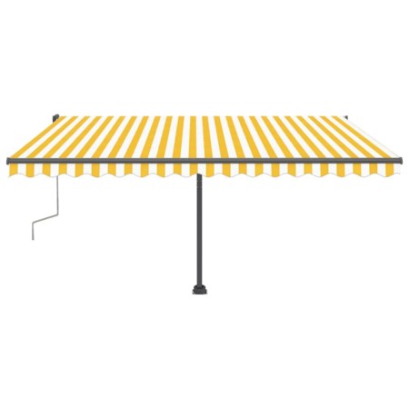 Tenda Retrattile Manuale con Palo 400x300 cm Giallo/Bianco