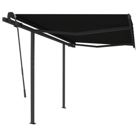 Tenda da Sole Retrattile Manuale con Pali 3,5x2,5 m Antracite