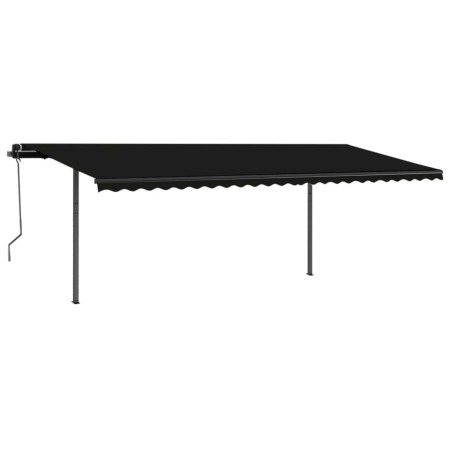 Tenda da Sole Retrattile Manuale con Pali 3,5x2,5 m Antracite