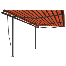 Tenda Retrattile Manuale con Pali 6x3,5 m Arancione e Marrone