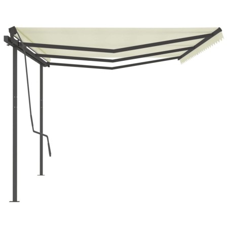 Tenda da Sole Retrattile Manuale con Pali 6x3,5 m Crema