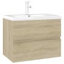 Mobile con Lavabo Integrato Rovere Sonoma in Legno Multistrato