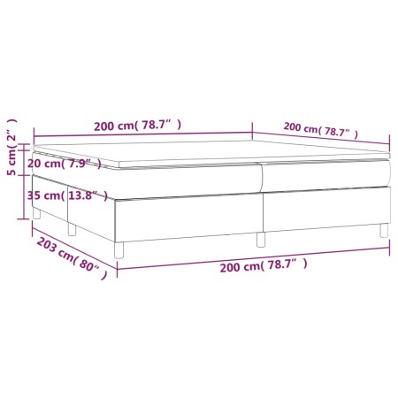 Giroletto a Molle con Materasso Grigio Scuro 200x200 cm Velluto