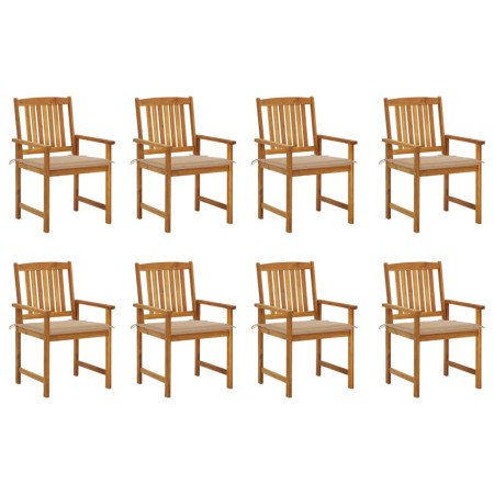 Sedie da Giardino con Cuscini 8 pz in Legno Massello di Acacia