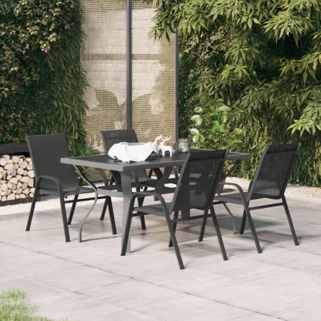 Set da Pranzo da Giardino 5 pz Grigio e Nero