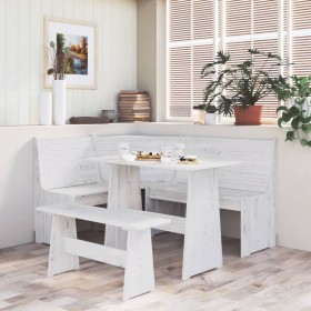 Set da Pranzo 3 pz Bianco in Legno Massello di Pino