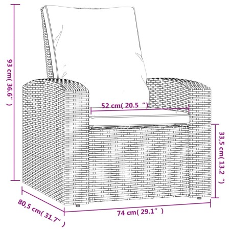 Poltrona Reclinabile da Giardino con Cuscini Polyrattan Nera