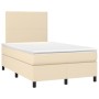 Letto a Molle con Materasso e LED Crema 120x200cm in Tessuto