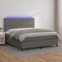 Giroletto Molle con Materasso e LED Grigio 180x200cm Similpelle