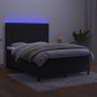 Letto a Molle con Materasso e LED Nero 140x190 cm in Velluto