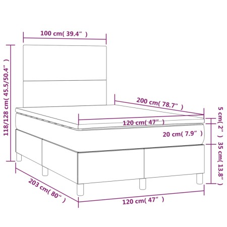 Giroletto a Molle con Materasso Crema 120x200 cm in Tessuto