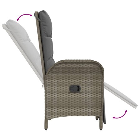 Set da Pranzo da Giardino 9 pz con Cuscini in Polyrattan Grigio