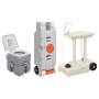 Set Toilette Portatile Campeggio Supporto Lavamani Tanica Acqua