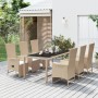 Set da Pranzo da Giardino 7 pz con Cuscini Beige in Polyrattan