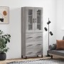 Credenza Grigio Sonoma 69,5x34x180 cm in Legno Multistrato