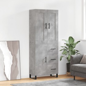 Credenza Grigio Cemento 69,5x34x180 cm in Legno Multistrato