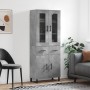 Credenza Grigio Cemento 69,5x34x180 cm in Legno Multistrato