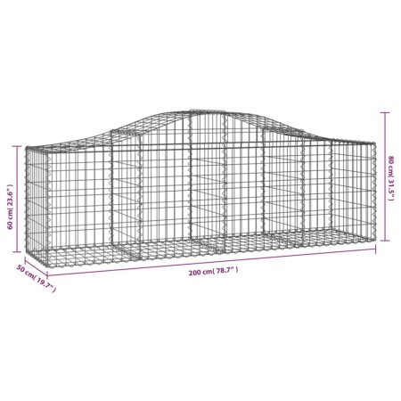 Cesti Gabbioni ad Arco 2 pz 200x50x60/80 cm Ferro Zincato