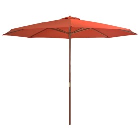 Ombrellone da Esterni con Palo in Legno 350 cm Terracotta