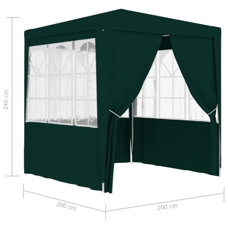 Gazebo Professionale con Pareti 2x2 m Verde 90 g/m²