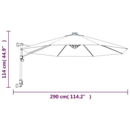 Ombrellone a Parete Giallo 290 cm