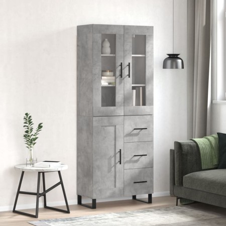 Credenza Grigio Cemento 69,5x34x180 cm in Legno Multistrato