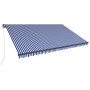 Tenda da Sole Retrattile Manuale con LED 500x300cm Blu e Bianco