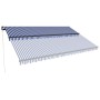 Tenda da Sole Retrattile Manuale con LED 500x300cm Blu e Bianco