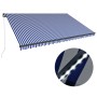 Tenda da Sole Retrattile Manuale con LED 500x300cm Blu e Bianco