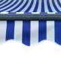 Tenda da Sole Retrattile Manuale con LED 500x300cm Blu e Bianco