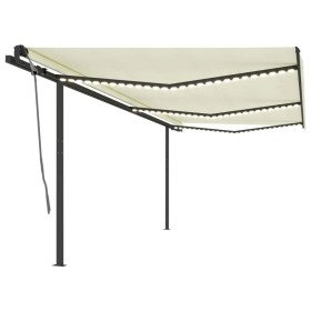 Tenda da Sole Retrattile Manuale con LED 6x3 m Crema