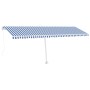 Tenda da Sole Retrattile Manuale con LED 600x300cm Blu e Bianco