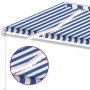 Tenda da Sole Retrattile Manuale con LED 450x350 cm Blu Bianco