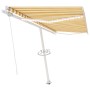 Tenda da Sole Retrattile Manuale LED 450x350 cm Gialla Bianca