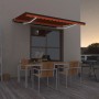 Tenda da Sole Manuale con LED 400x350 cm Arancione e Marrone